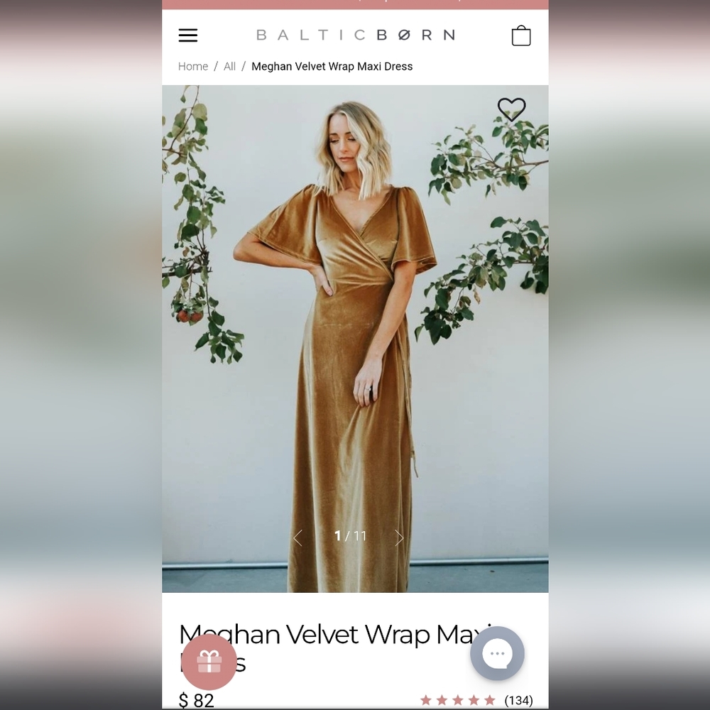 Baltic Born Meghan wrap dress in Gold Small
